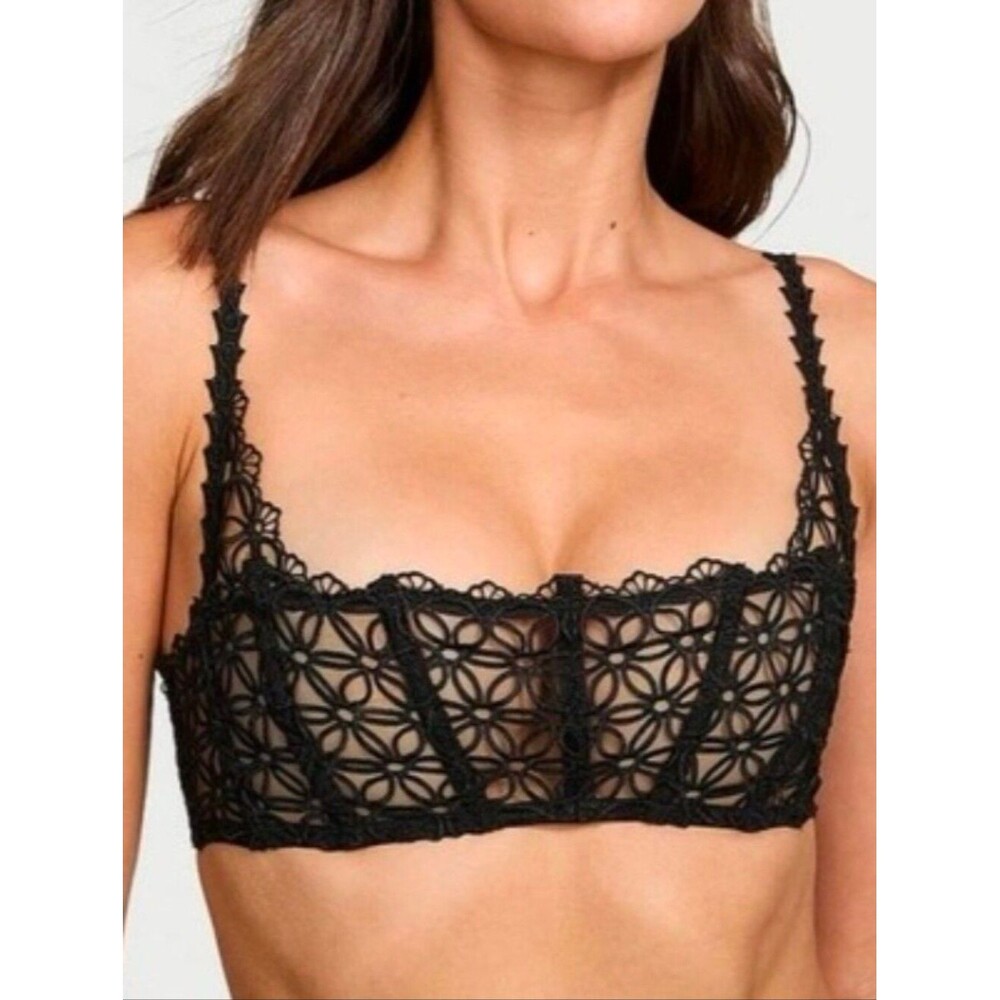 Victoria's Secret | Very Sexy Geo Daisy Lace Bandeau Corset Top Size XS In Black